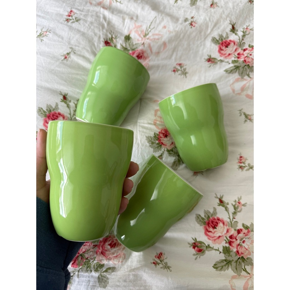 Starbucks‎ x Aida Wavy Ceramic Tumbler Set Green Dopamine Decor Cottagecore Mug